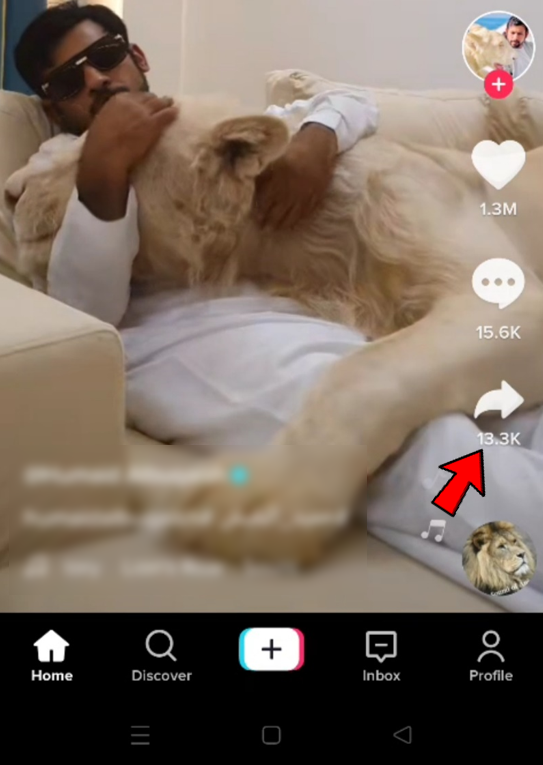 Tap on the Share icon to give favorite tiktok video