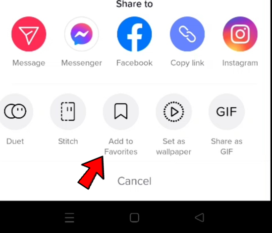 add tiktok video in favorites