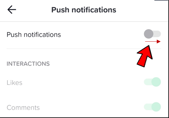 Toggle the ‘Push notifications’ on.