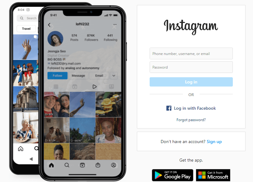 how to create an instagram account on web