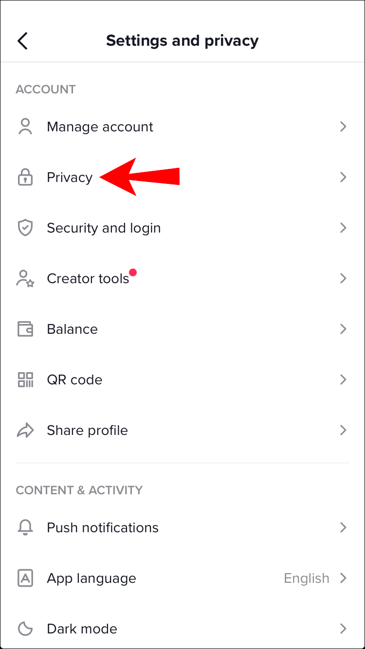 Tap the three lines at the top-right corner and tap “Privacy.”