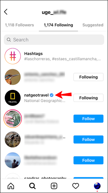 Select any account they follow.