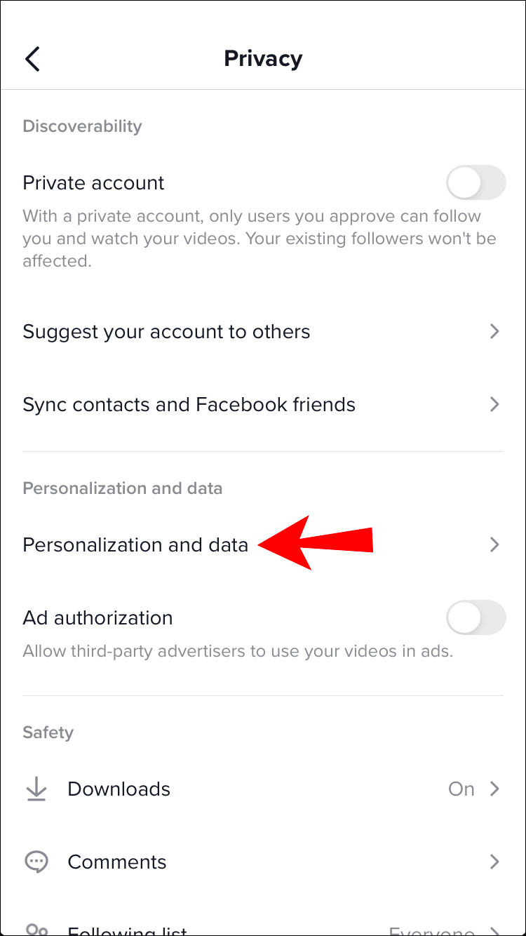 Select “Personalization and data.”