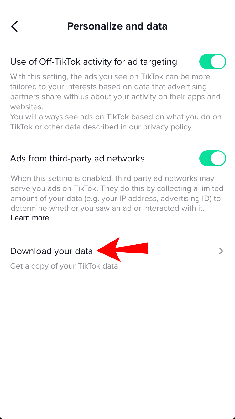 Choose “Download your data.”