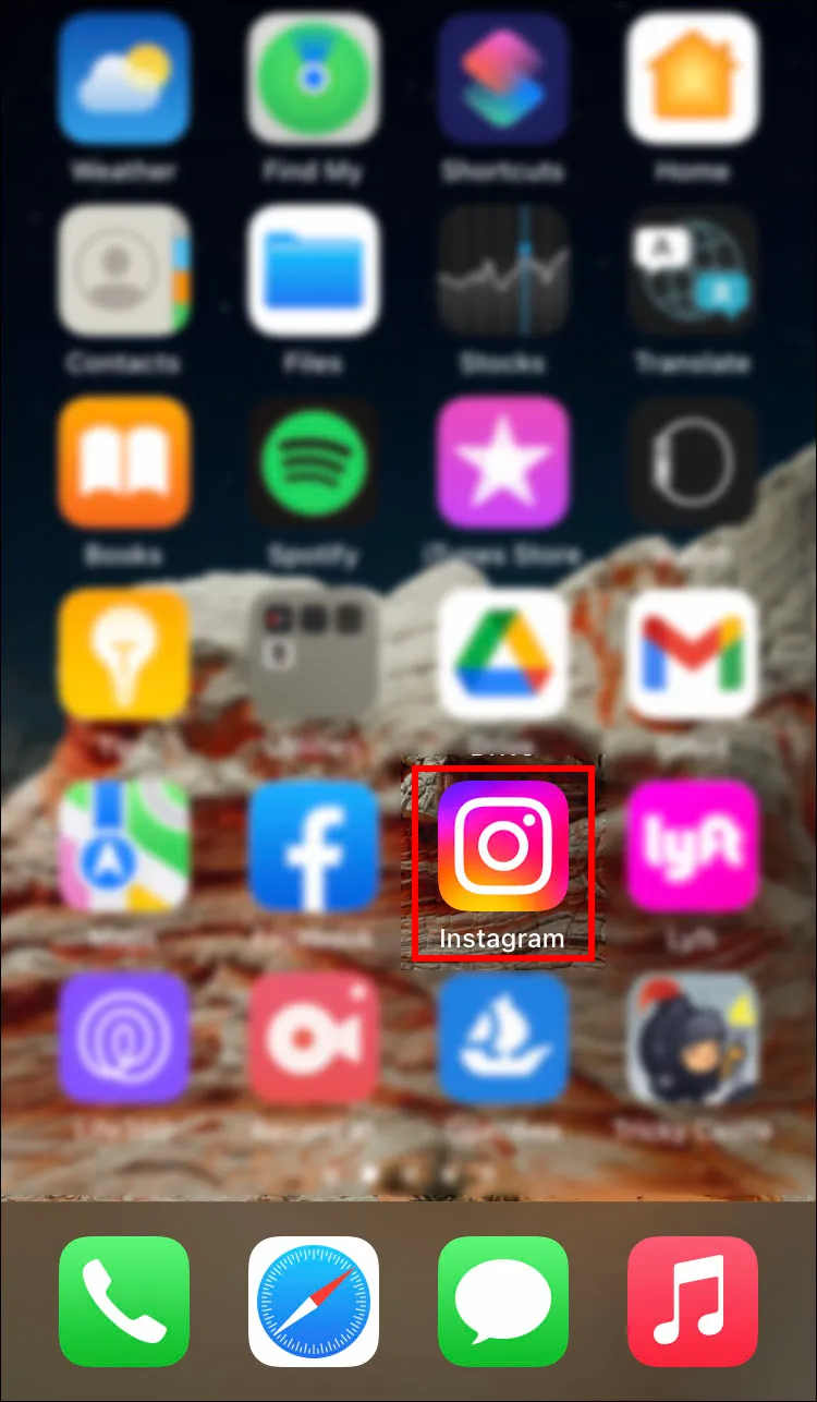 Tap and hold the Instagram app for several seconds.