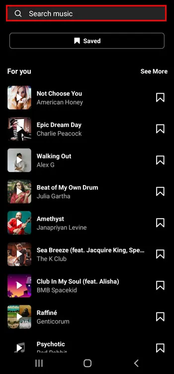 Scroll through the list of songs or use the search window to type in a song’s title.