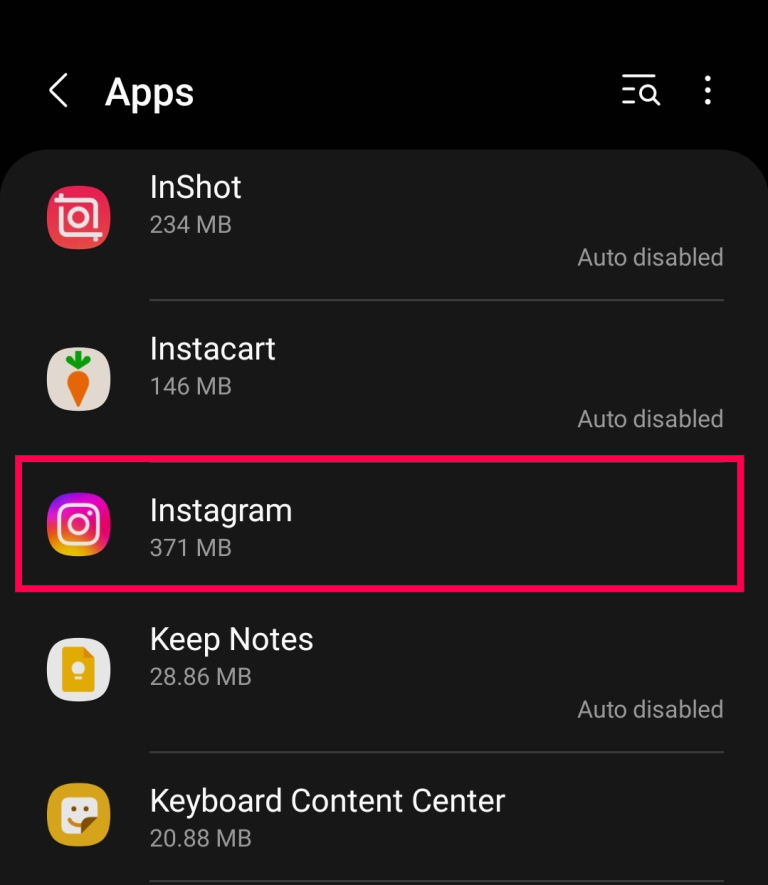 Select Instagram on your device.