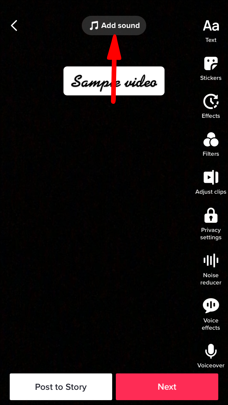 Press on “Sounds” to enter the TikTok sound library.