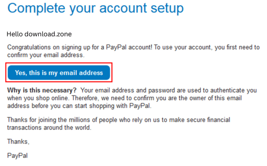 verify email address on paypal