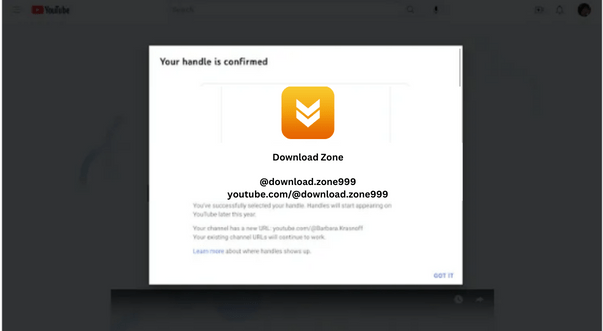 youtube handle confirmation page