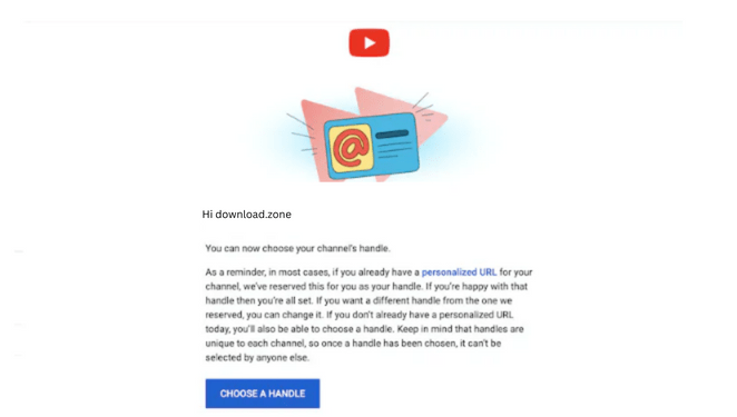 youtube notification email for handle