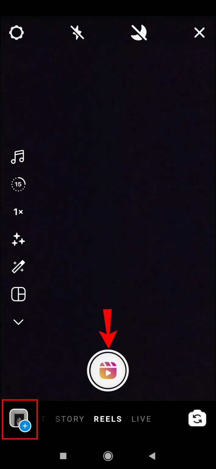 Make a new video by pressing and holding the Record button or add an existing video by clicking the icon 