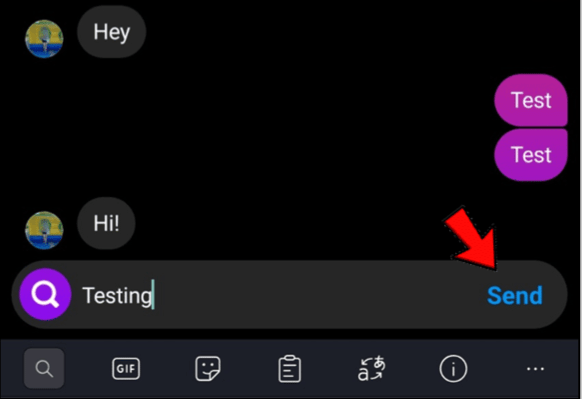 Write your message in the text box, then press “Send.” 