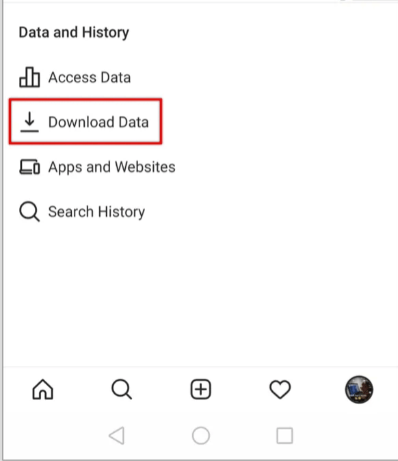 Under Data and History, select Download Data.