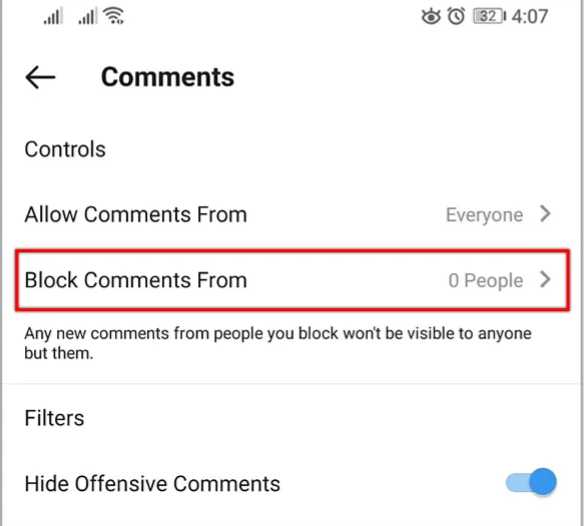 Select Block Comments From and select People.