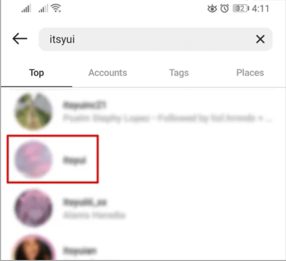 Select their username from within Instagram.