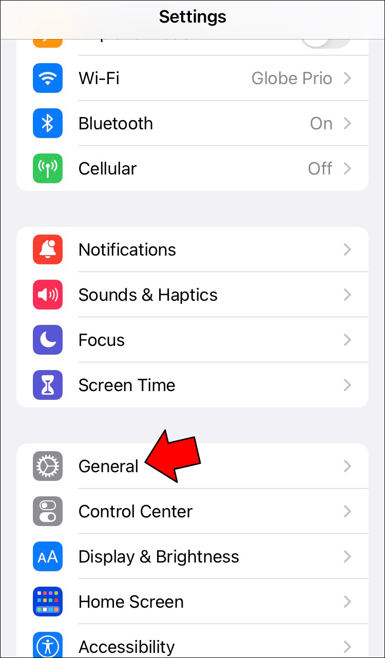 Go to your iPhone’s Settings menu and tap on General.