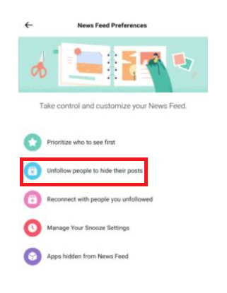 Now select Unfollow people to hide their posts.