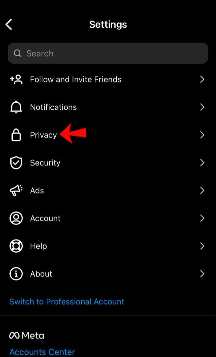 Go to Settings Privacy.