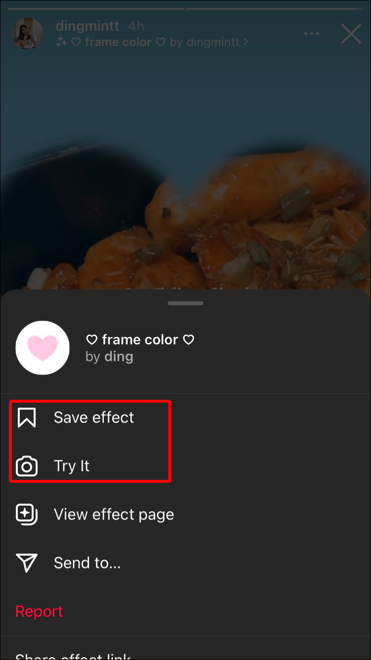 Select either “Try it” or “Save effect.” 