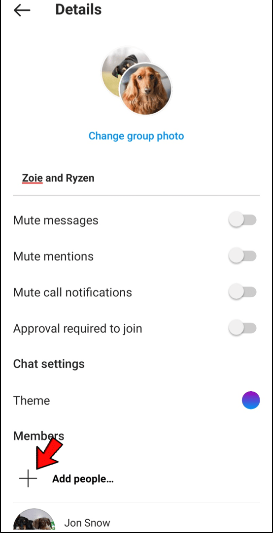 Scroll down and tap on Add People (big plus icon).