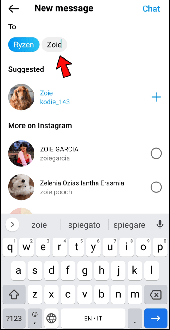 Alternatively, you can tap on the Search bar and type out the names of people you want 