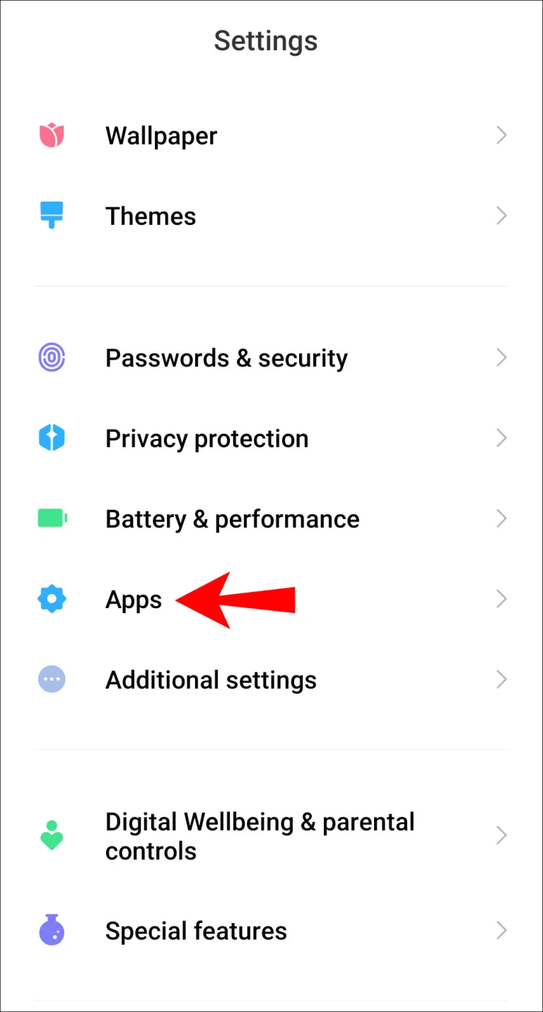 Go to your phone's settings and select the Apps or Application Manager option.