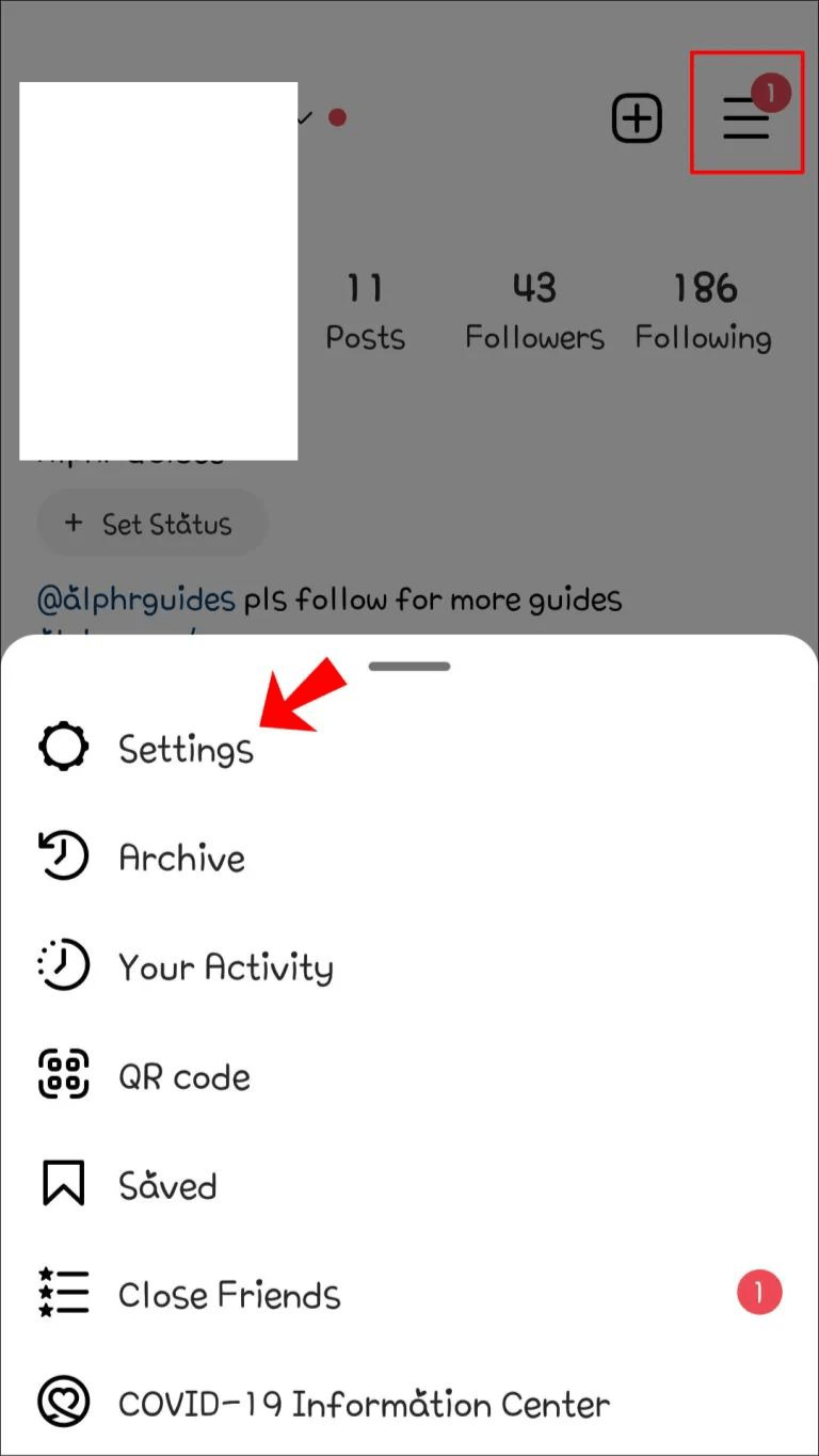 Tap on the three lines in the top right corner and choose Settings.