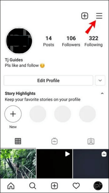 Sign in to your Instagram account and tap the hamburger menu icon at the top. 