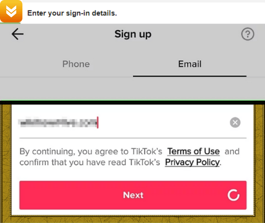 create tiktok account using email id