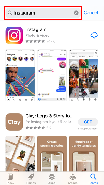 Visit the App Store to find the Instagram app. 