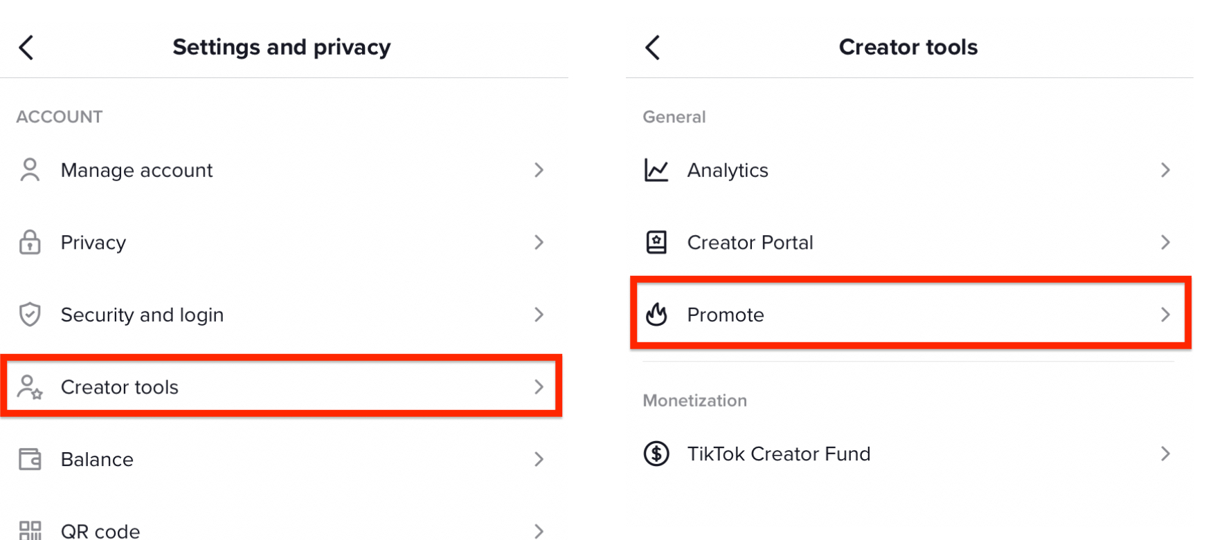 Tap on Creator Tools and then Promote. 