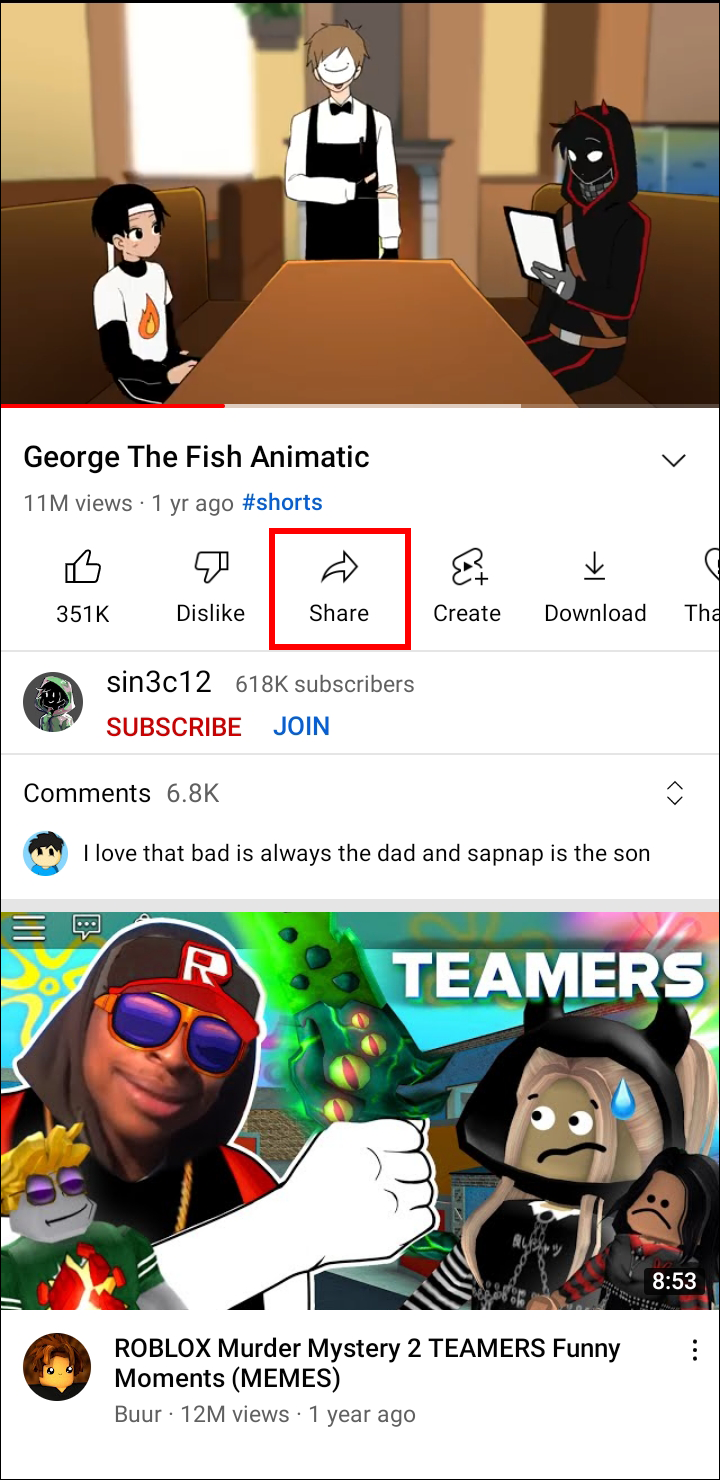 Under the video's title, click the "Share" button.