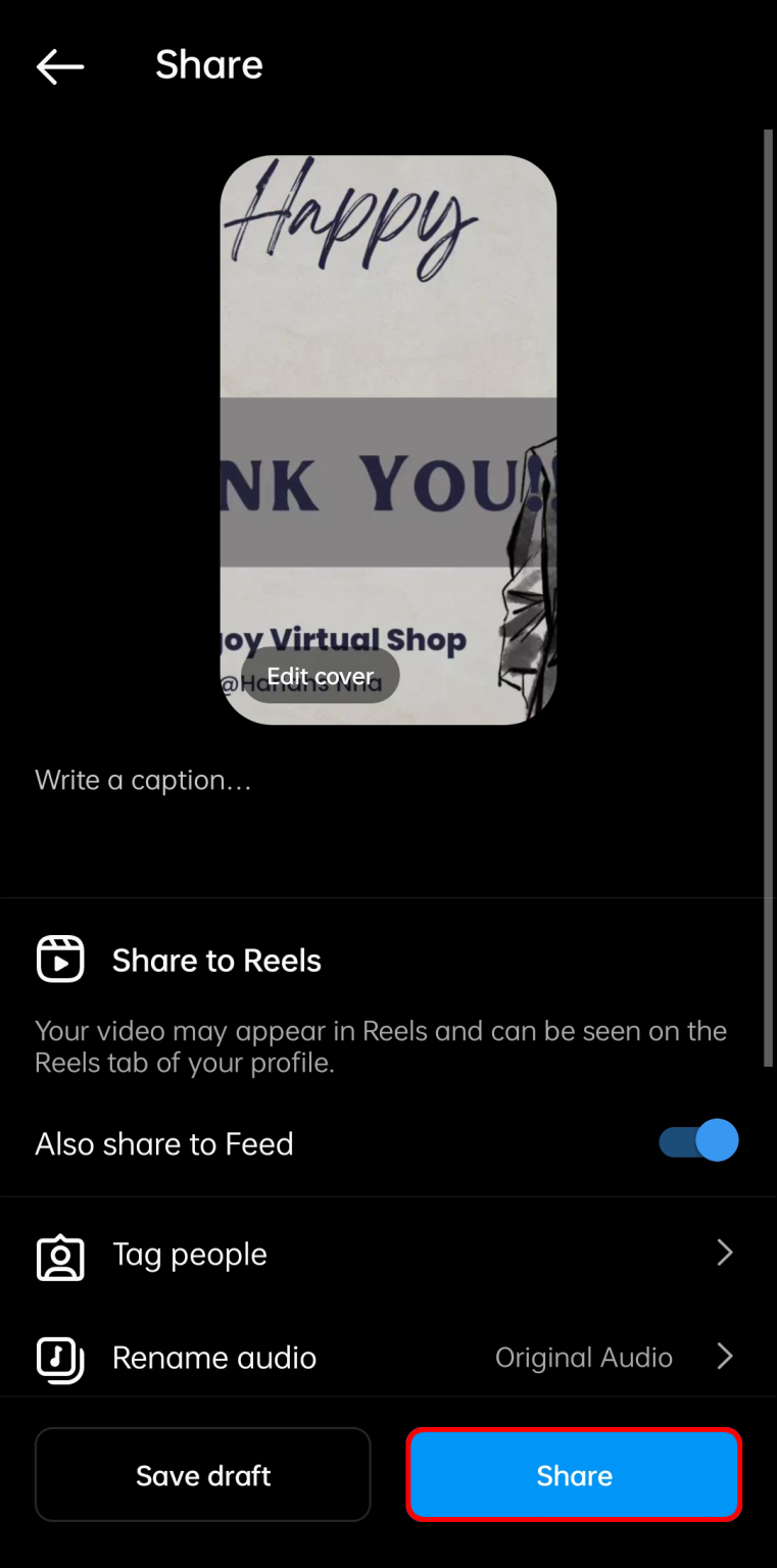 Tap “Share” in the right-hand corner. 