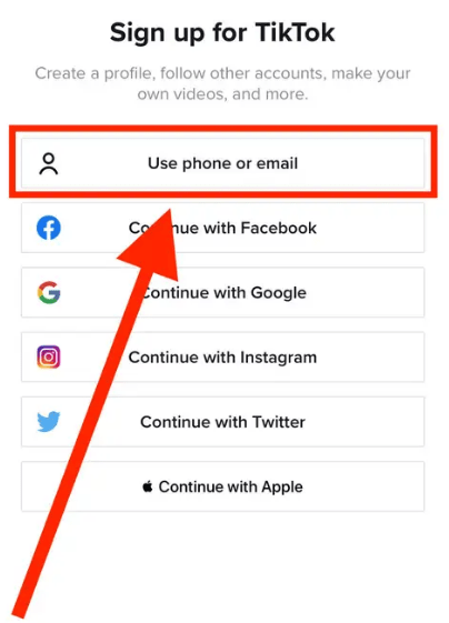 sign up for tiktok using mobile phone