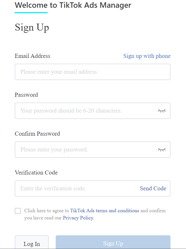 sign-up to-tiktok-ads-manager