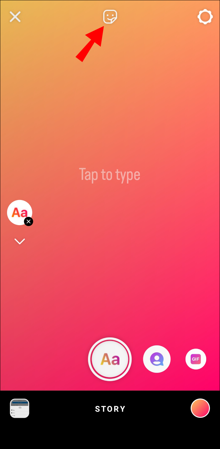 Tap the “Sticker icon” at the screen’s top.