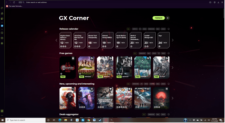 Opera GX Corner Feature