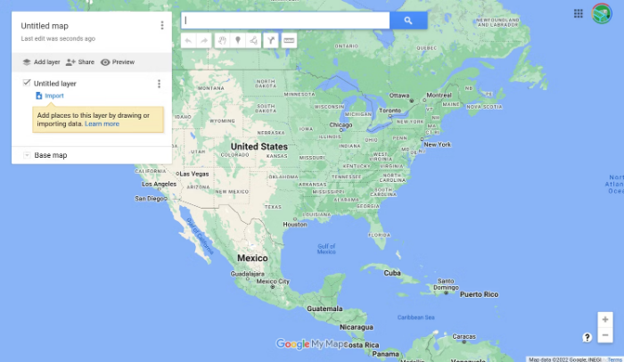 Tap the Create a New Map button