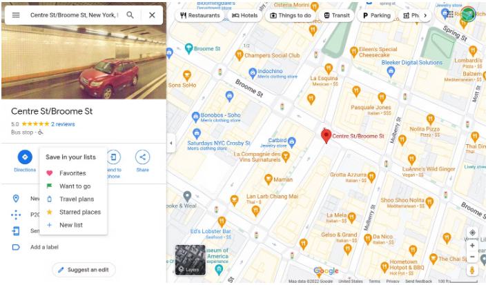 name your location from the various options