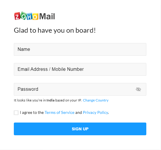 zoho mail sign up