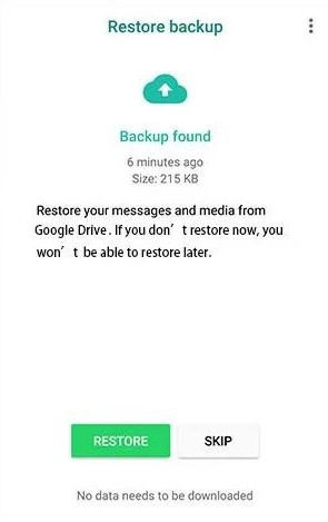 Restore your WhatsApp data and contacts