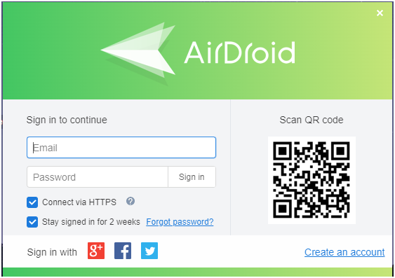 Connect your Android device to AirDroid