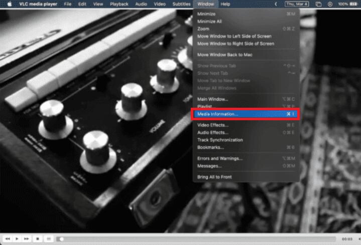 Select Media Information from the VLC menu.