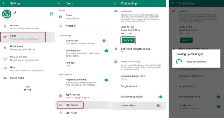 backup of your current WhatsApp data