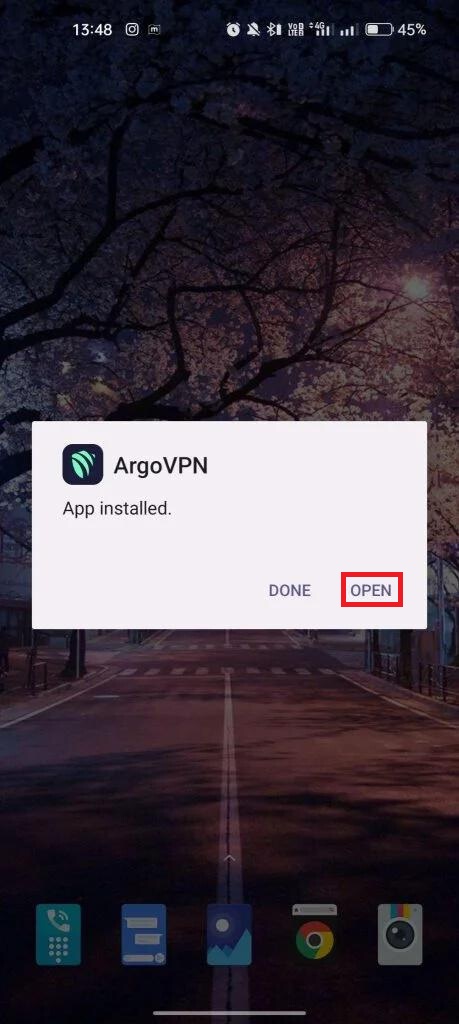 choose Open to launch the app