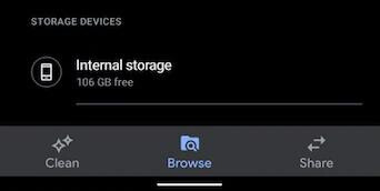 phone's internal storage option