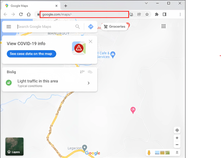 pc-Launch a web browser on your computer and navigate to Google Maps.