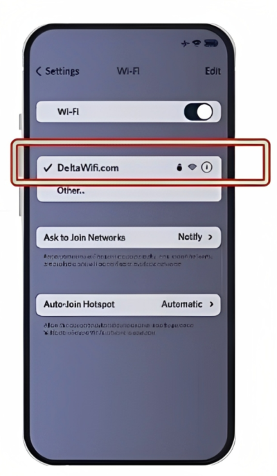 Connect to the DeltaWiFicom network