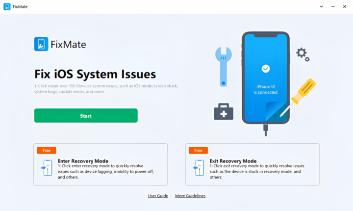 Launch AimerLab FixMate on your computer, then employ a USB cable to connect your Apple device to the PC